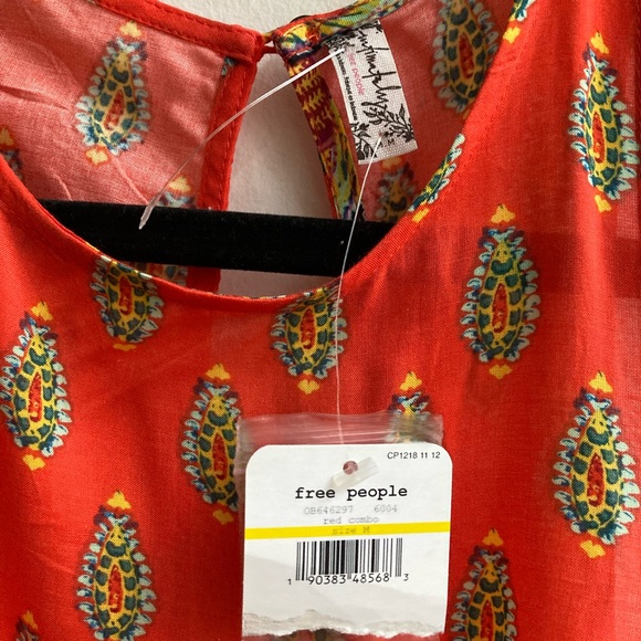 Free People Orange Paisley Rendezvous Dress Size M High-Low Mini Suit Cover - Picture 4 of 9